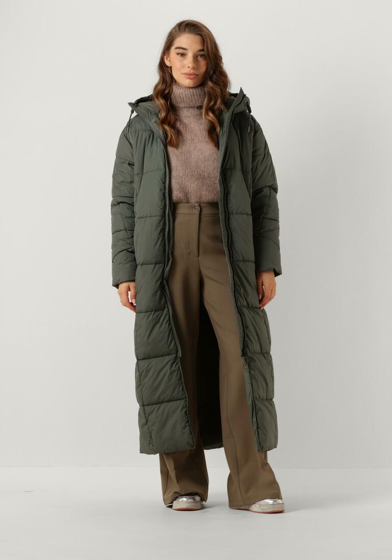 ANOTHER LABEL groene another label gewatteerde jas mille long puffer