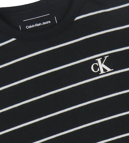 Calvin Klein T-shirt - Rib - Stribet - CK Black/ Whitecap Gray S