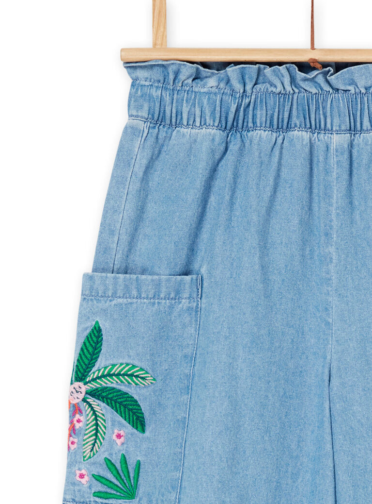 Pantalon fluide bleu en jean
