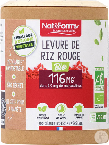 Nat&Form Levure De Riz Rouge Bio 200 Gélules