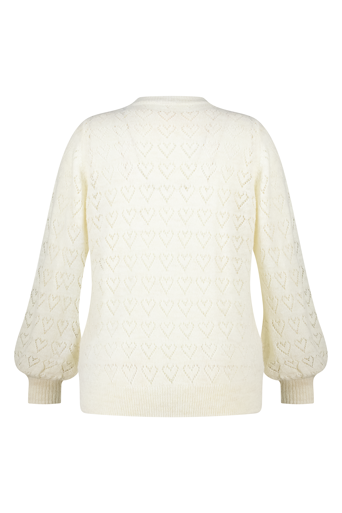 Ajour trui met hartjes patroon Cream