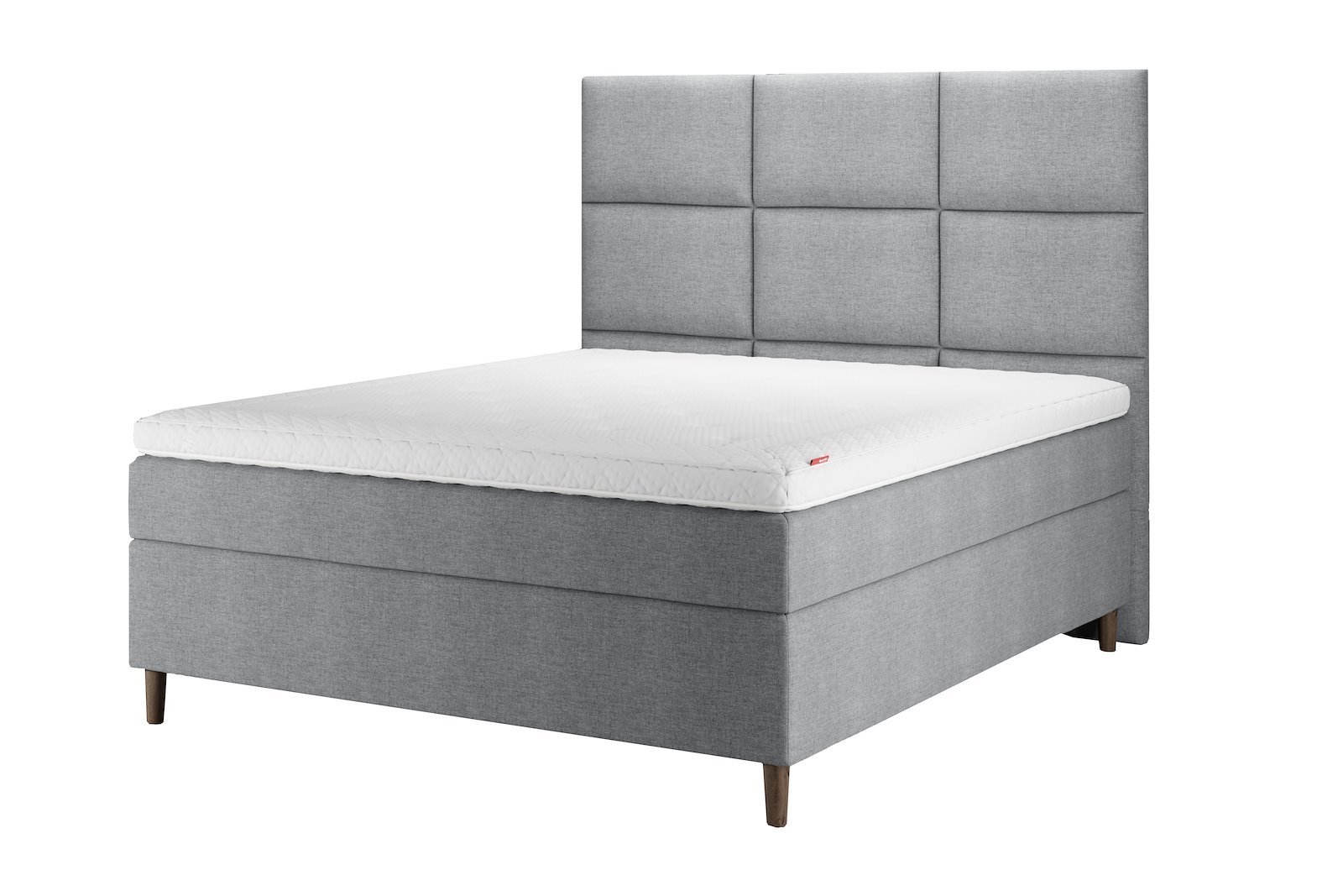 Sensitive 800 kontinental 180x200 cm Tekstil Bardal 110 lys grå Medium/Fast m/Excellence latex overmadrass og Round smoked oak ben 13cm