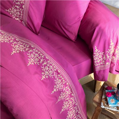 Linge de lit percale brodée - BECQUET CRÉATION.