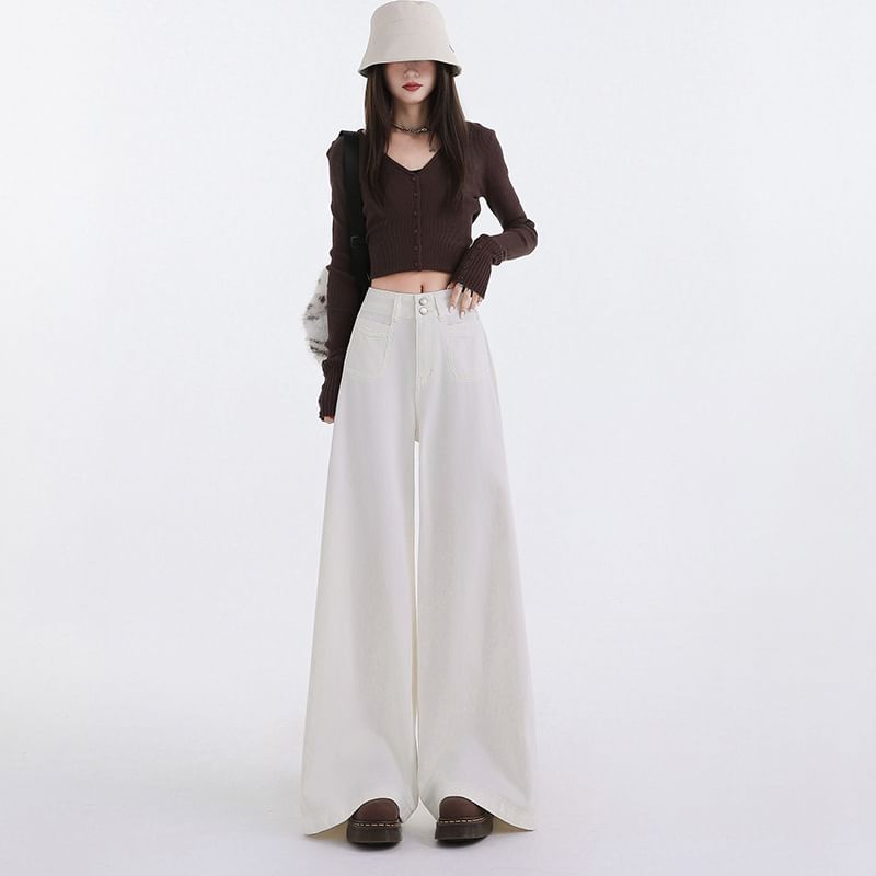 Denimot - Low Rise Washed Wide Leg Jeans (diverse designs)