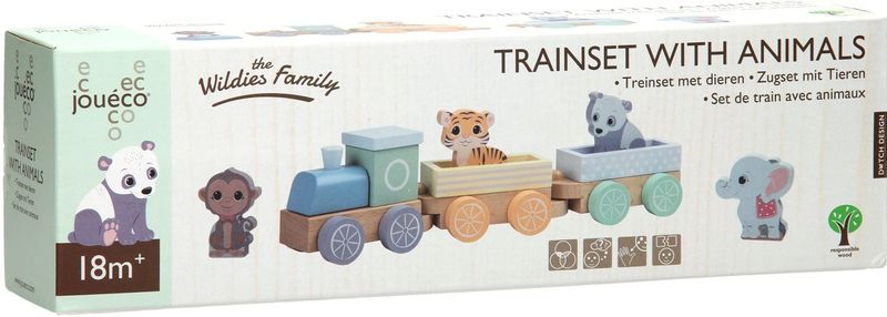 Jouéco - The Wildies Family Trainset - Houten Speelgoed - 7 Stuks