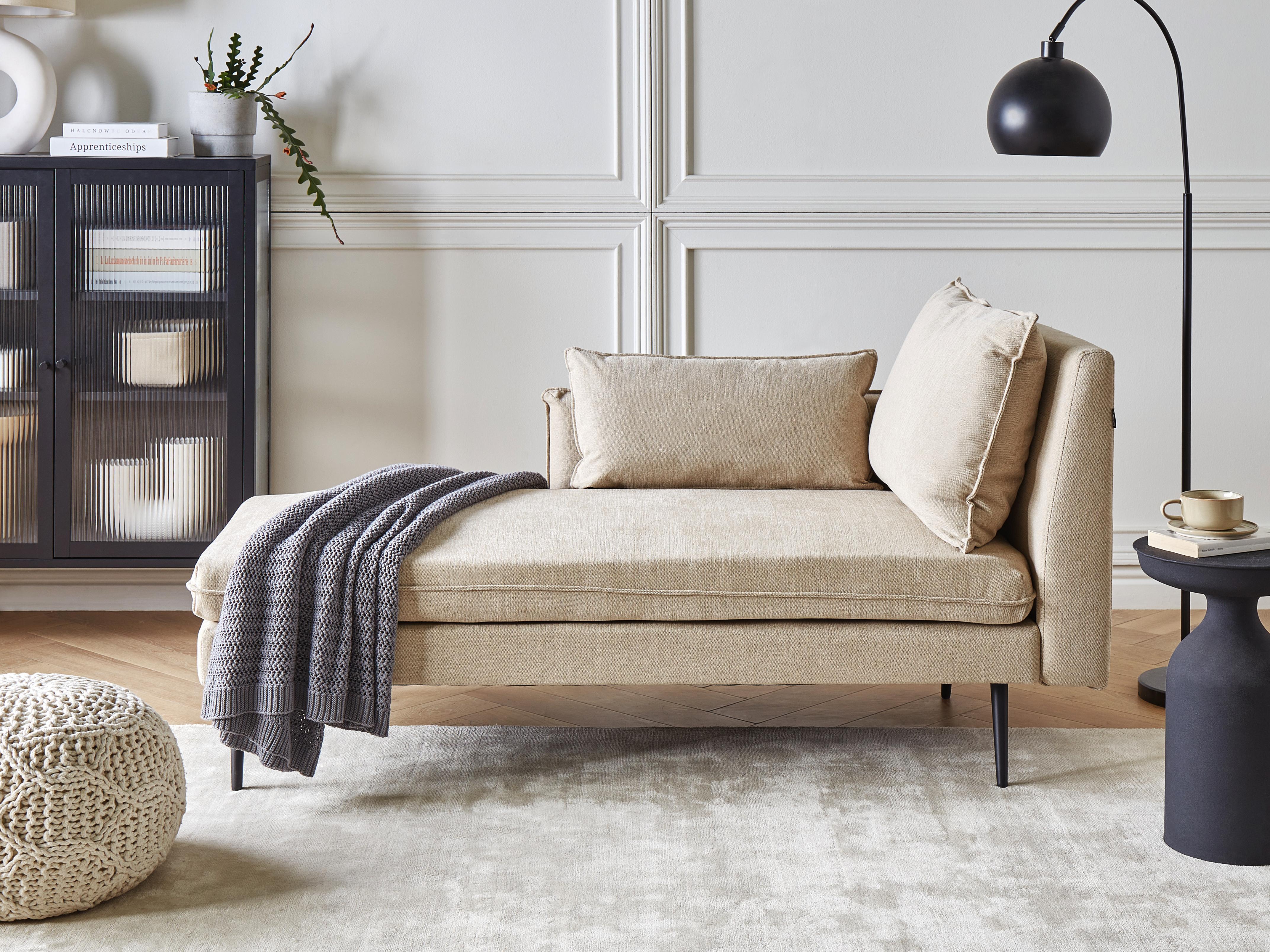 Rechtszijdige chaise longue YERRES Stof Beige