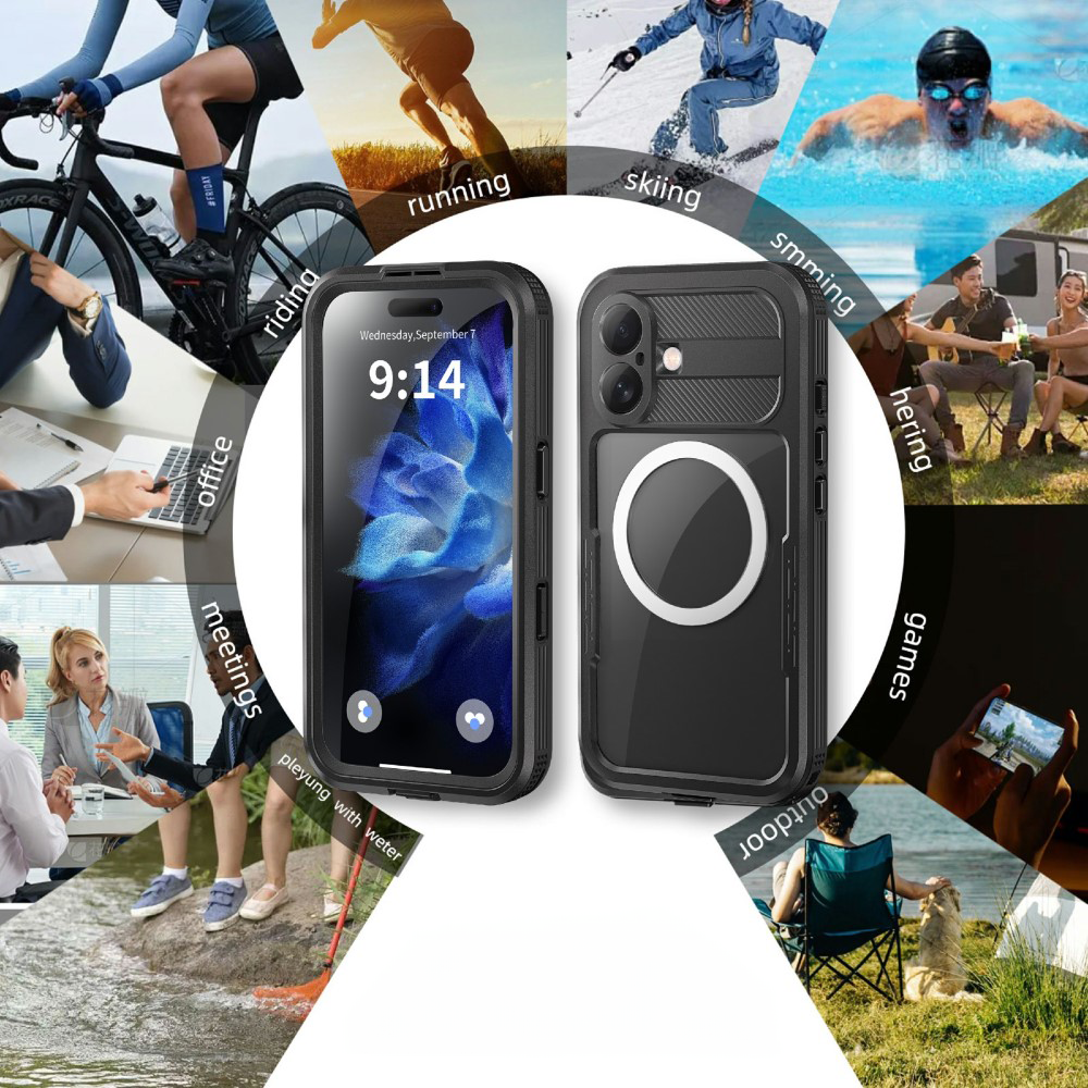 iPhone 16 Pro Wasserfeste MagSafe Outdoor Schutz Hülle (IP68) - Schwarz / Transparent