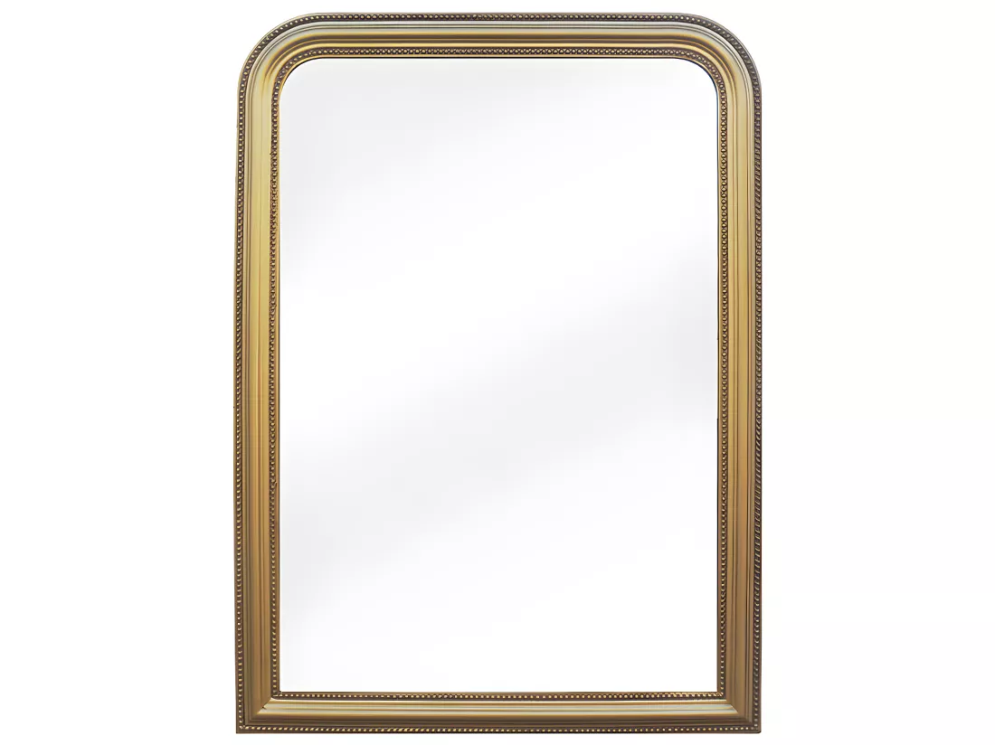 Miroir style vintage en bois de paulownia - L. 80 x H. 110 cm - Doré effet laiton - HELOISE