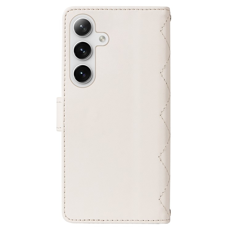 Samsung Galaxy S25  Plus / S24  Plus Necklace Leder Tasche Flip Cover Steppmuster - Weiss