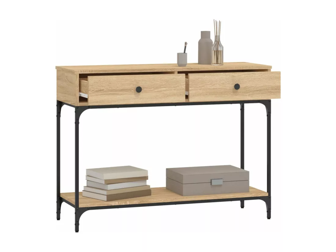 Table console chêne sonoma 100x34,5x75 cm bois d'ingénierie