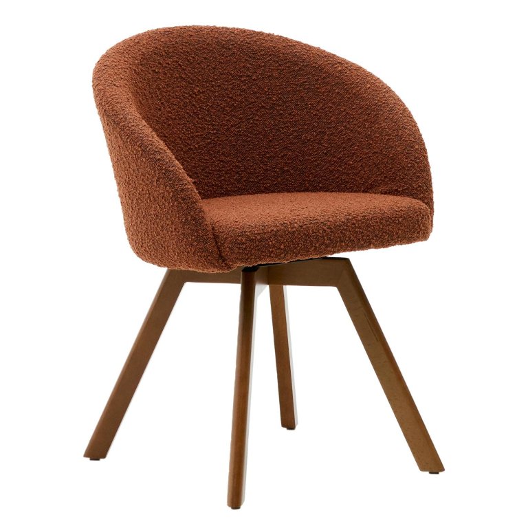 Kave Home Marvin eetkamerstoel met walnoot onderstel Brown Fleece