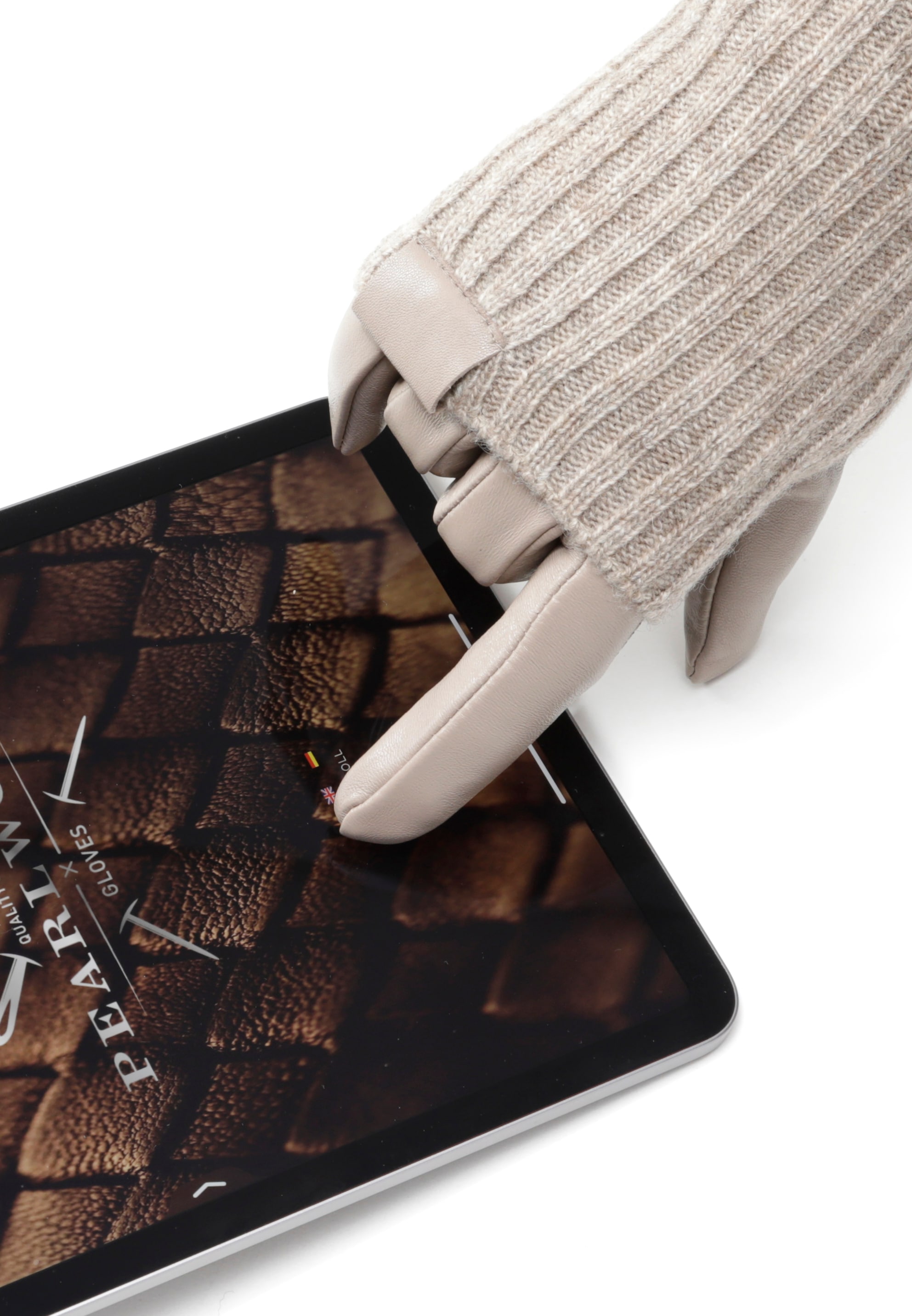 PEARLWOOD Lederhandschuhe »ROMY«, Fleecefutter, als Lang-oder Kurzhandschuh zu tragen, Strickbündchen