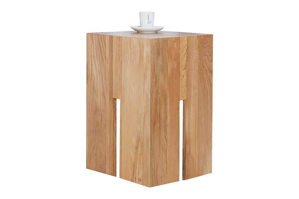 Design Beistelltisch CASTLE 45cm natur Wildeiche Massivholz geölt Sitzhocker