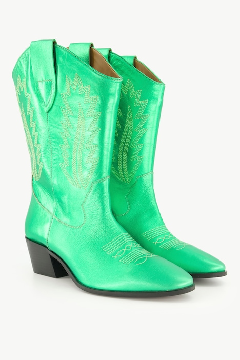 Leder-Cowboystiefel, XL-Schaft, Metallic-Optik, Weite H