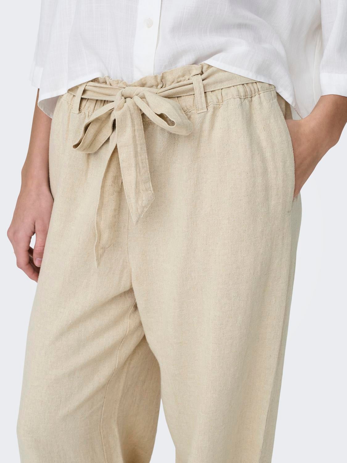 JDYSAY Mittlere Taille Locker geschnitten Hose Oatmeal