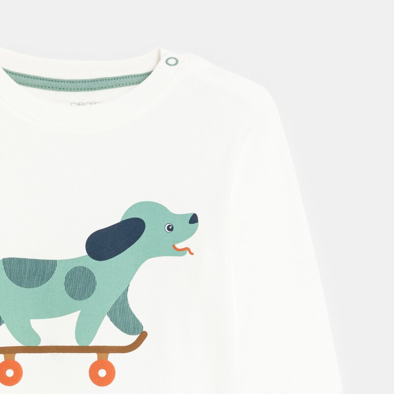 T-shirt chien skateboard blanc bébé garçon Blanc