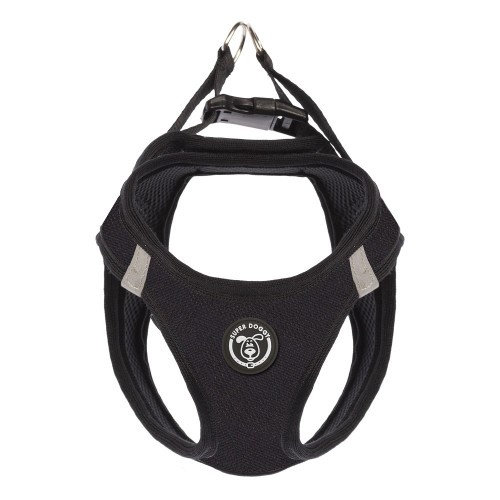Coleira peitoral Super Doggy Comfort para cães, preta.