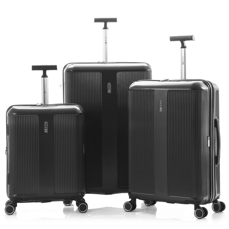 Lot de 3 valises rigides 9925 Extensibles 55, 66 et 76 cm Noir