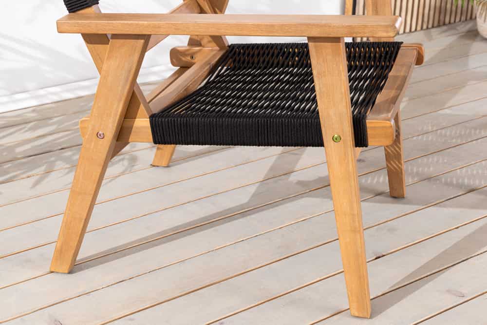 Wetterfestes 2er Set Gartenstuhl BALI ROPE natur anthrazit Akazienholz Loungesessel