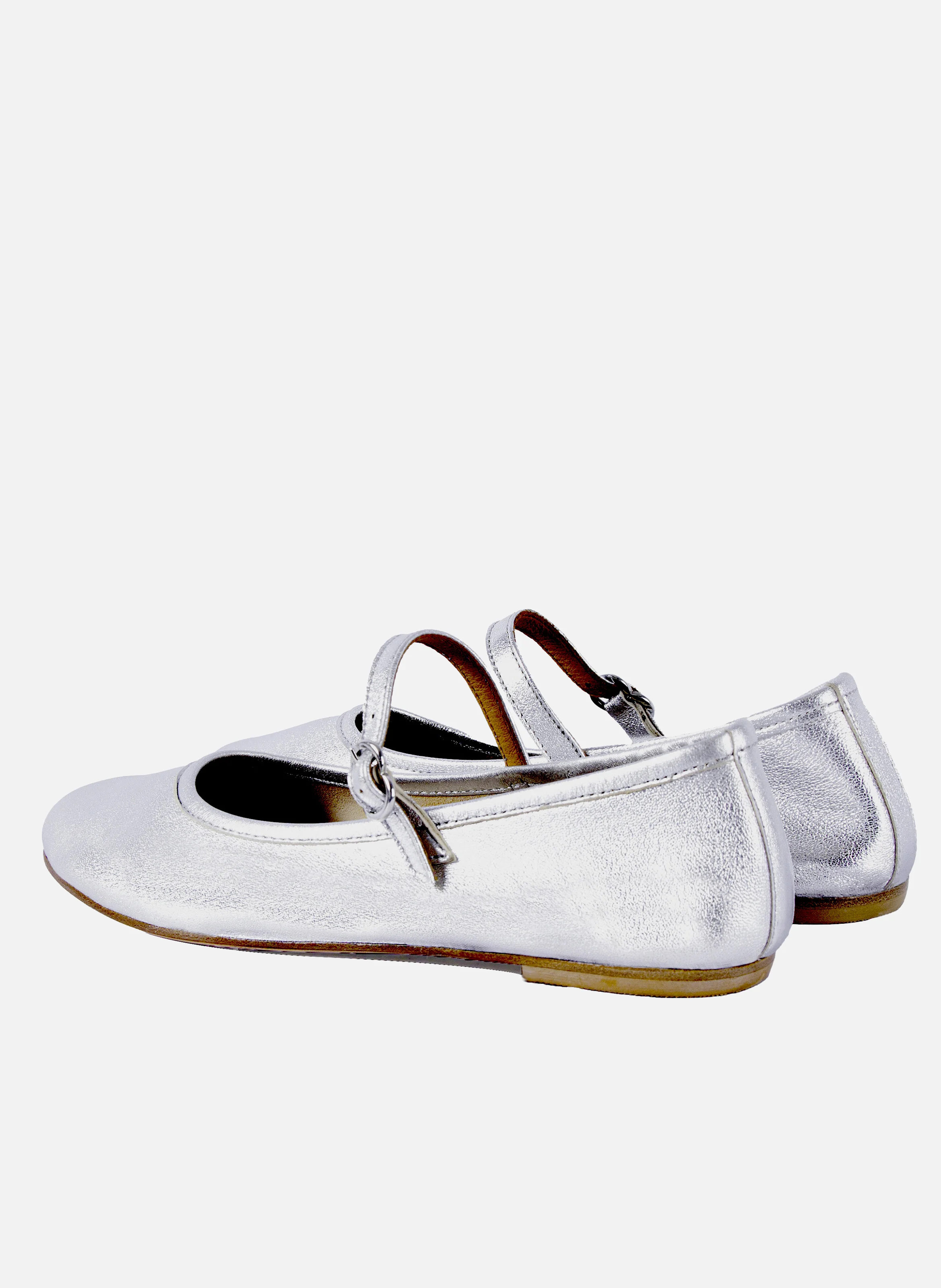 Babies plates cuir métallisé | Argent