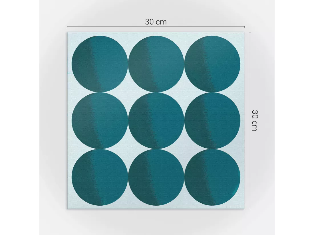 Carreaux autocollants PVC, Carrelage PVC adhésif - 9x30x30 - Disposition des cercles dans une grille