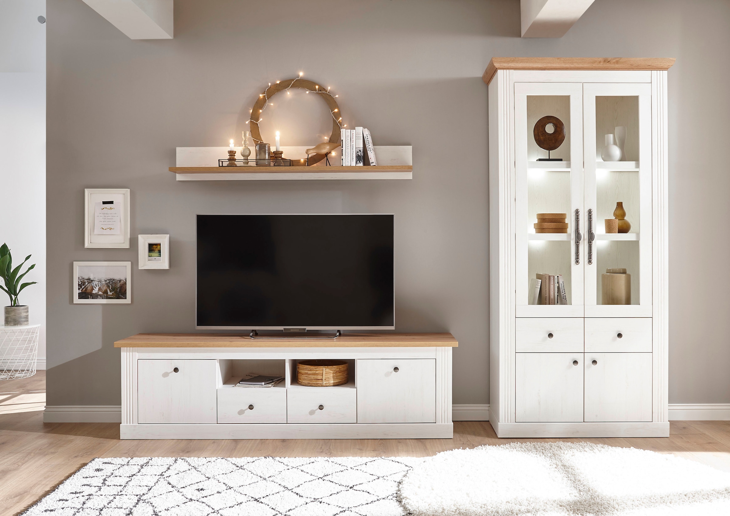 Home affaire Wohnwand »Westminster TOPSELLER!« Set, Vitrine, Lowboard, Wandregal, 3 Stk. tlg.