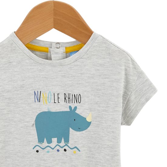 T-shirt rhino Little Friends   Gris        1 mois   de               P'tit bisou