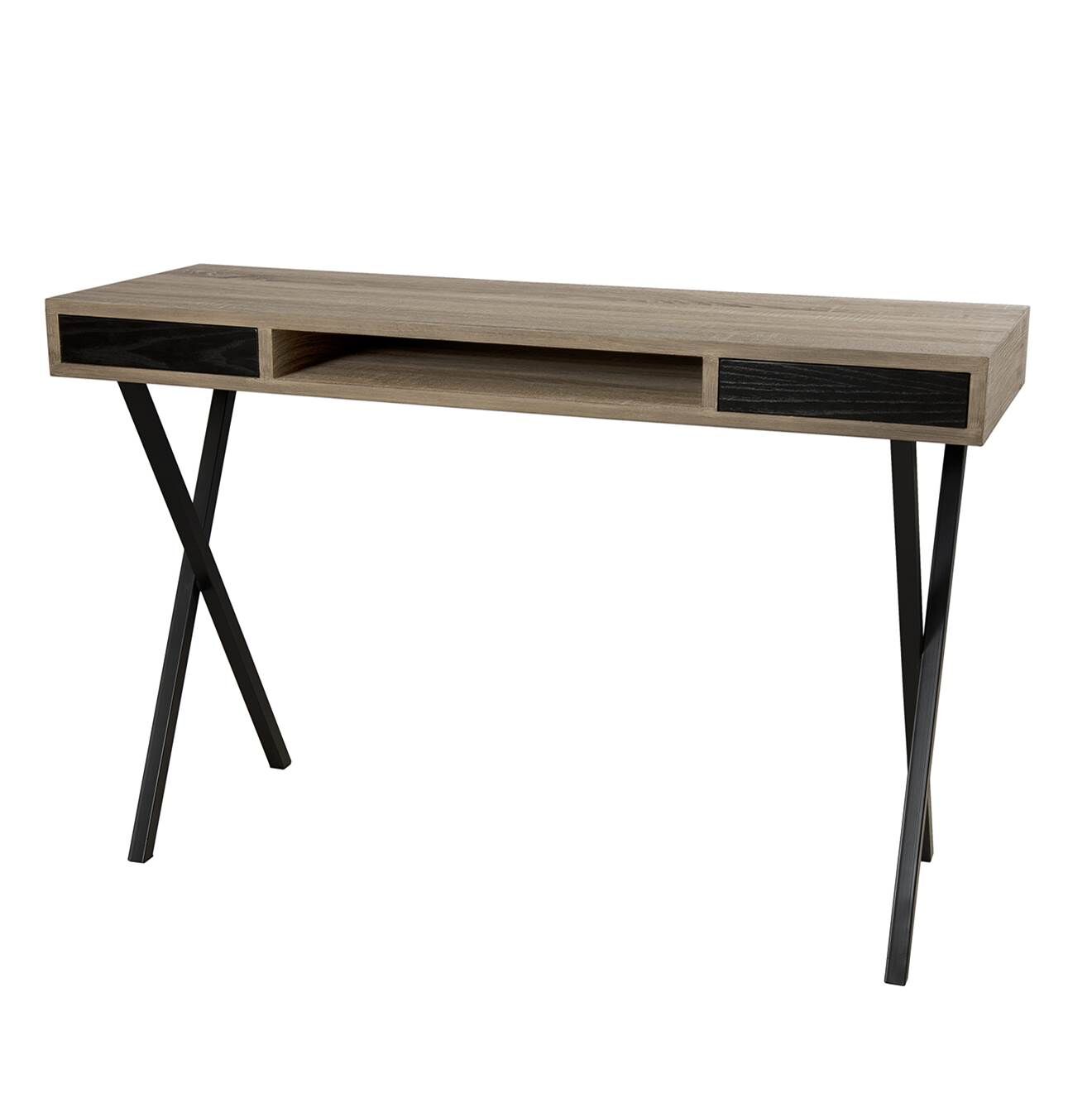 Macabane Bureau pieds croisés marron - 120x40x77.5 cm