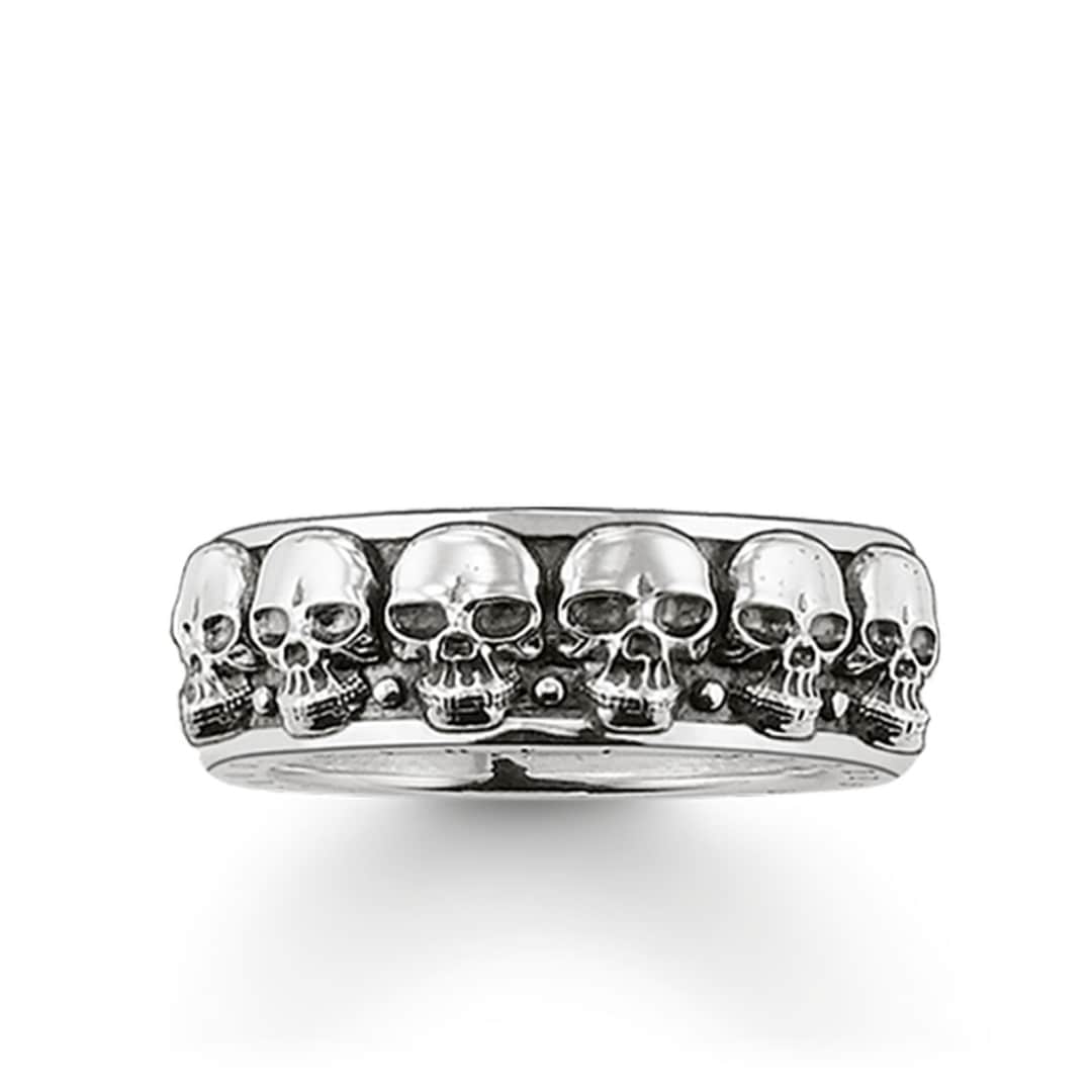 Thomas Sabo Sterling Silver Rebel at Heart Ring Totenköpfe