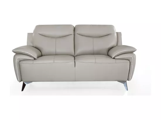 Canapé 2 places Cuir MAEL Beige - Angle Droit
