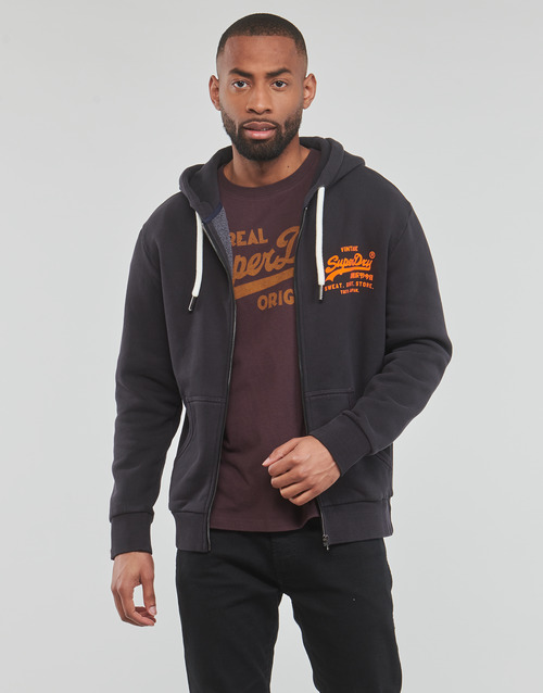 Superdry - NEON VL ZIPHOOD - Noir