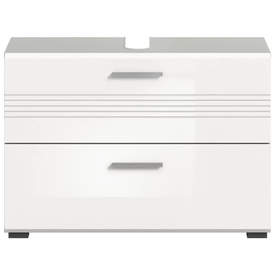Hioshop Copa wastafel 2 lades wit hoogglans- lichtgrijs
