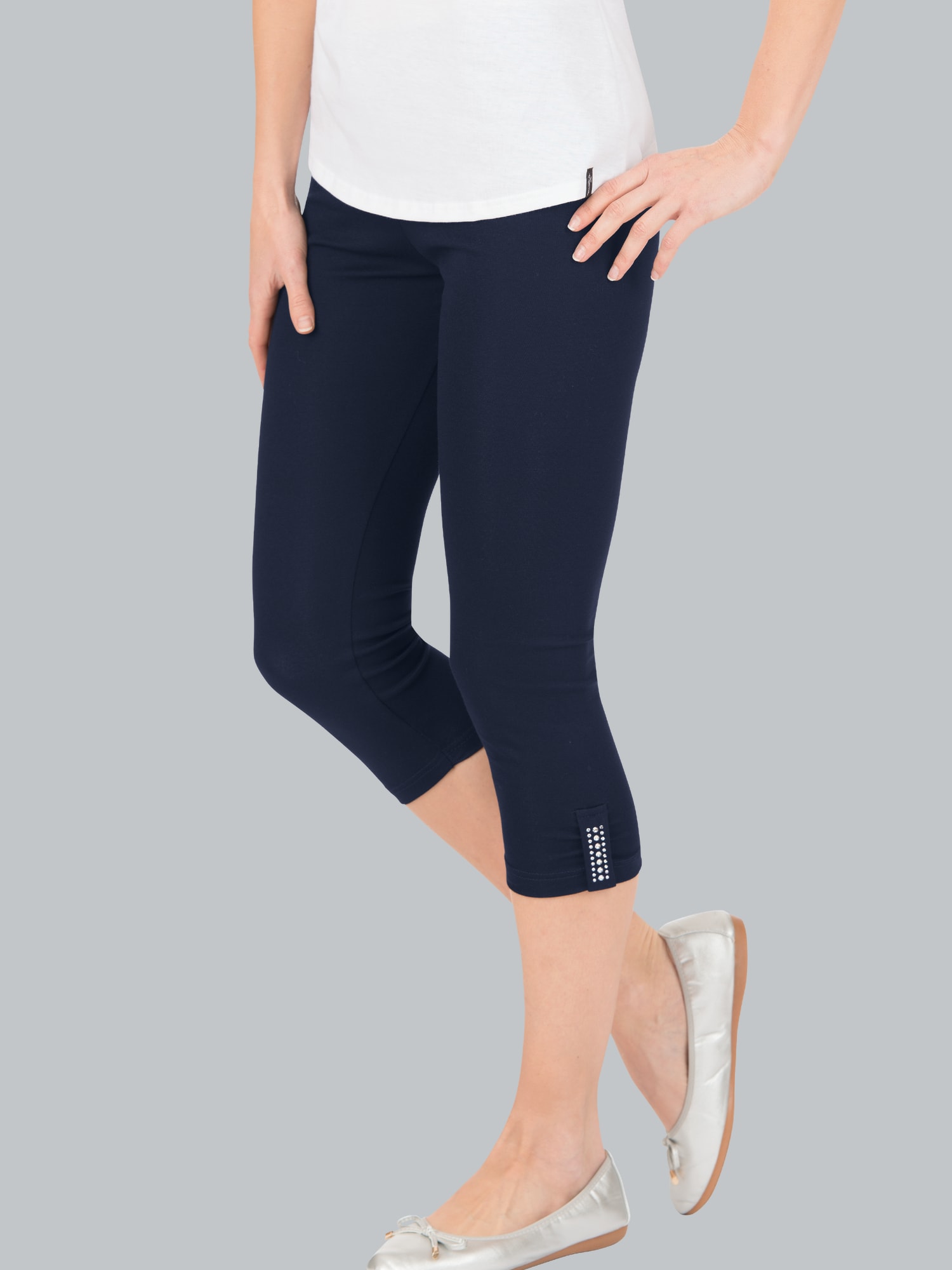 Leggings 7/8 mit Kristallsteinen Navy