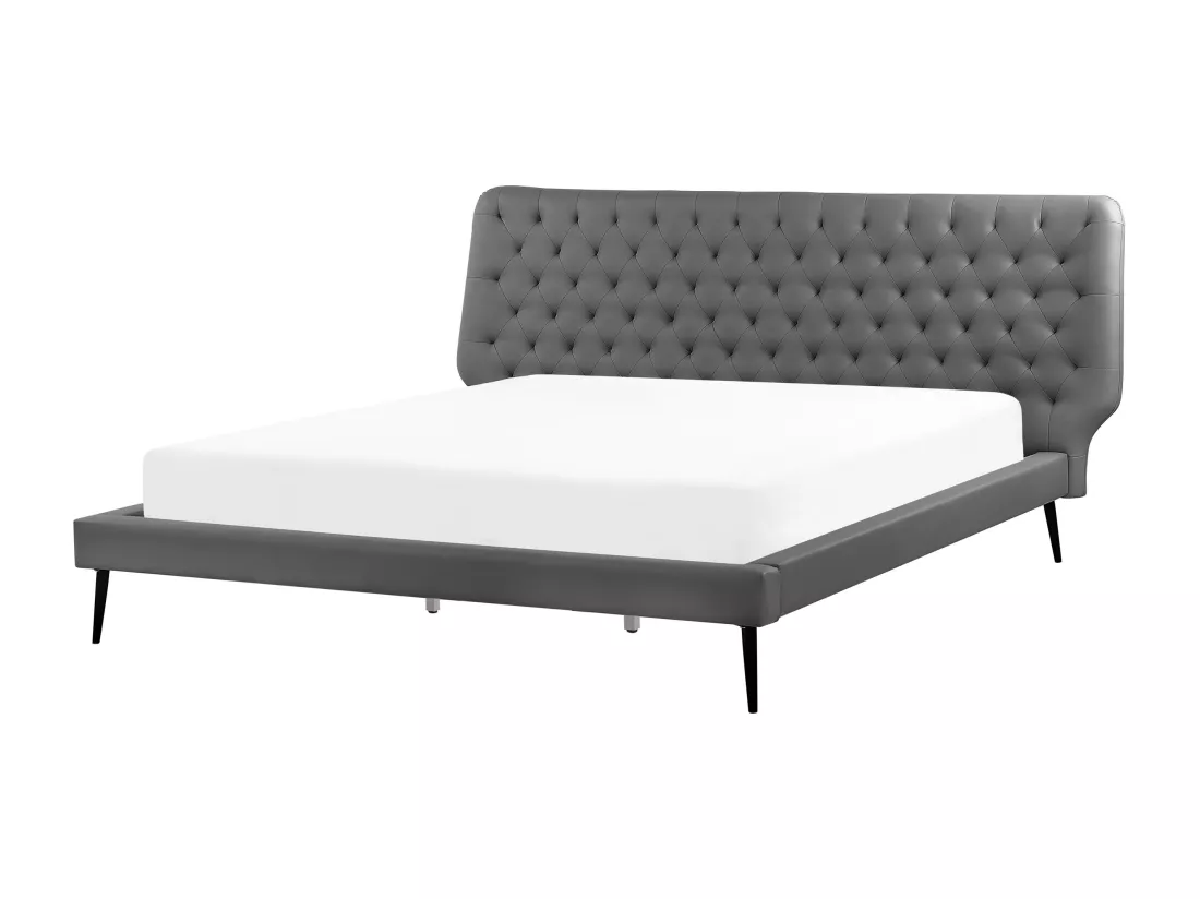 Ensemble de chambre Cuir PU ESSONNE 180 x 200 cm Gris