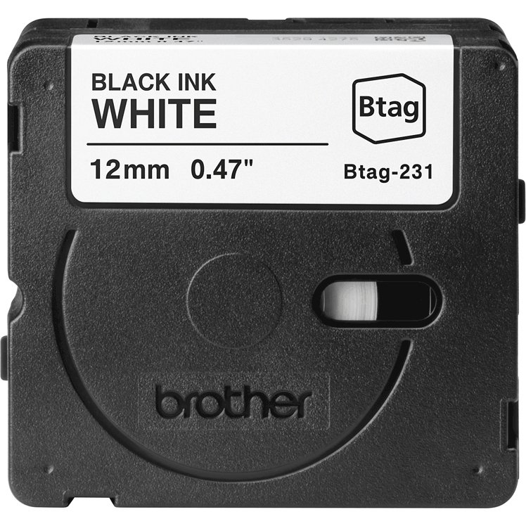 Brother BTAG-231 - Ruban adhésif – noir sur blanc, 12 mm de large, non laminé