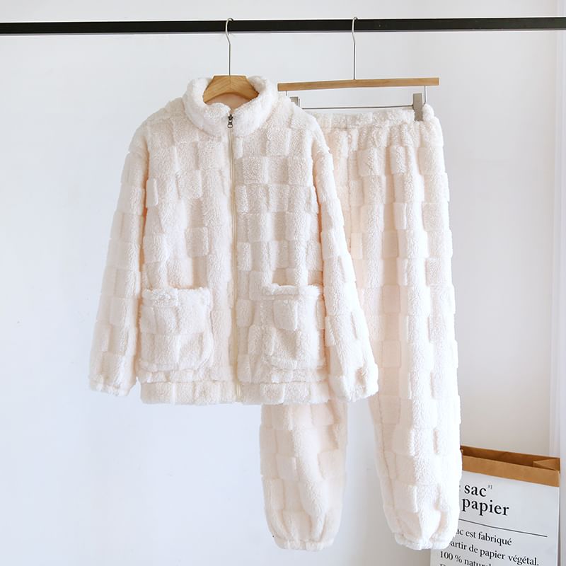 MelMount - Bijpassende koraalfleece loungewearset voor koppels