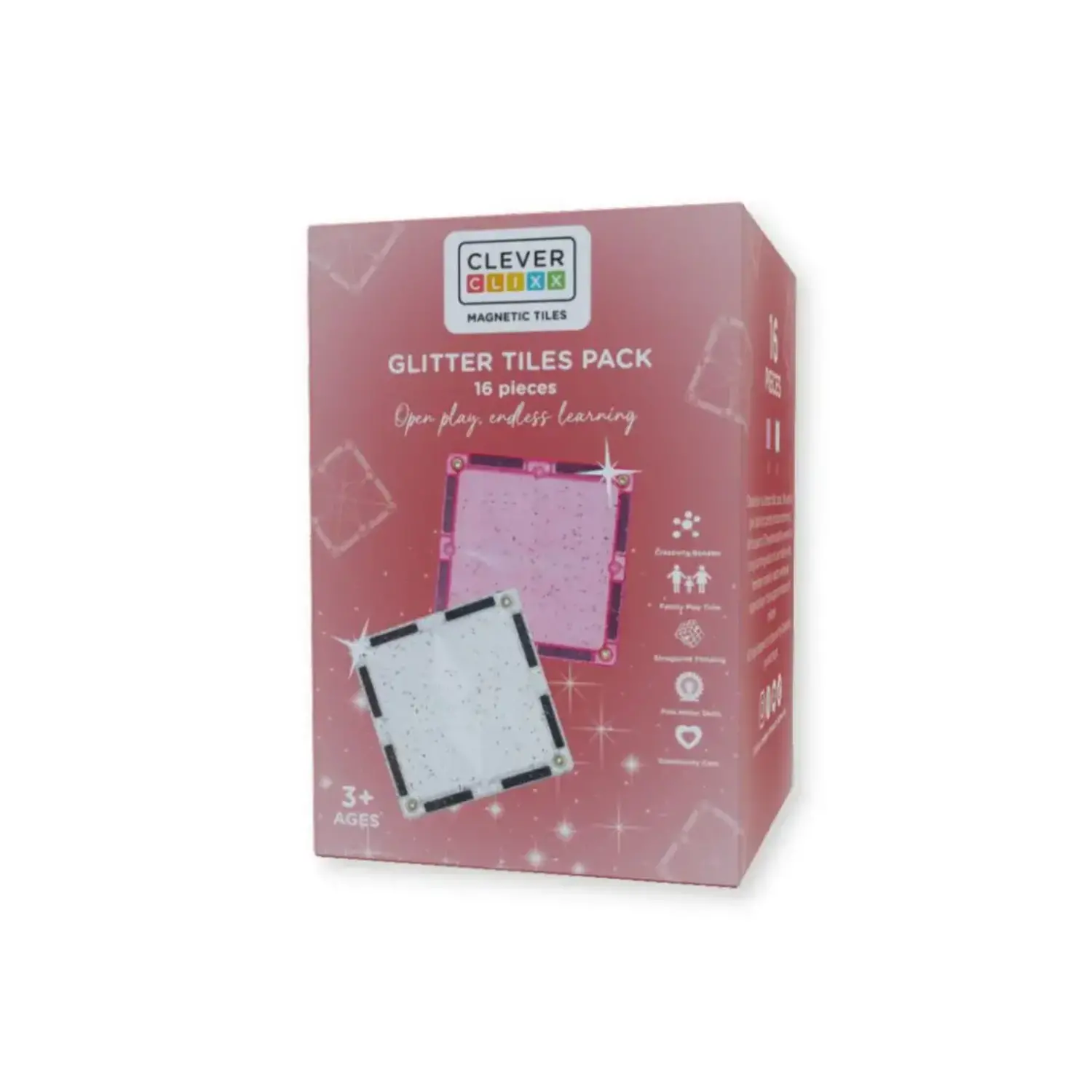 Cleverclixx | Glitter Tiles Pack Transparent | Pink