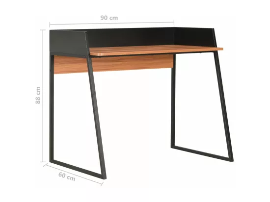 Bureau Noir et marron 90x60x88 cm