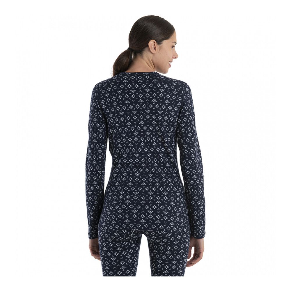 Icebreaker 260 VERTEX CREWE FIRST SNOW - Sous-couche Femme midnight navy/snow/j