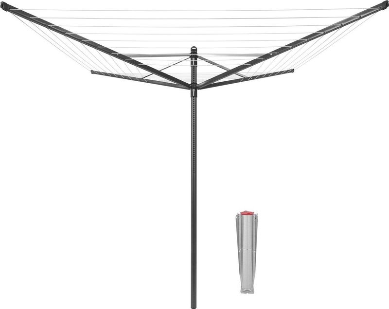 Brabantia Lift-O-Matic Droogmolen - met Metalen Grondanker - 50 m - Anthracite