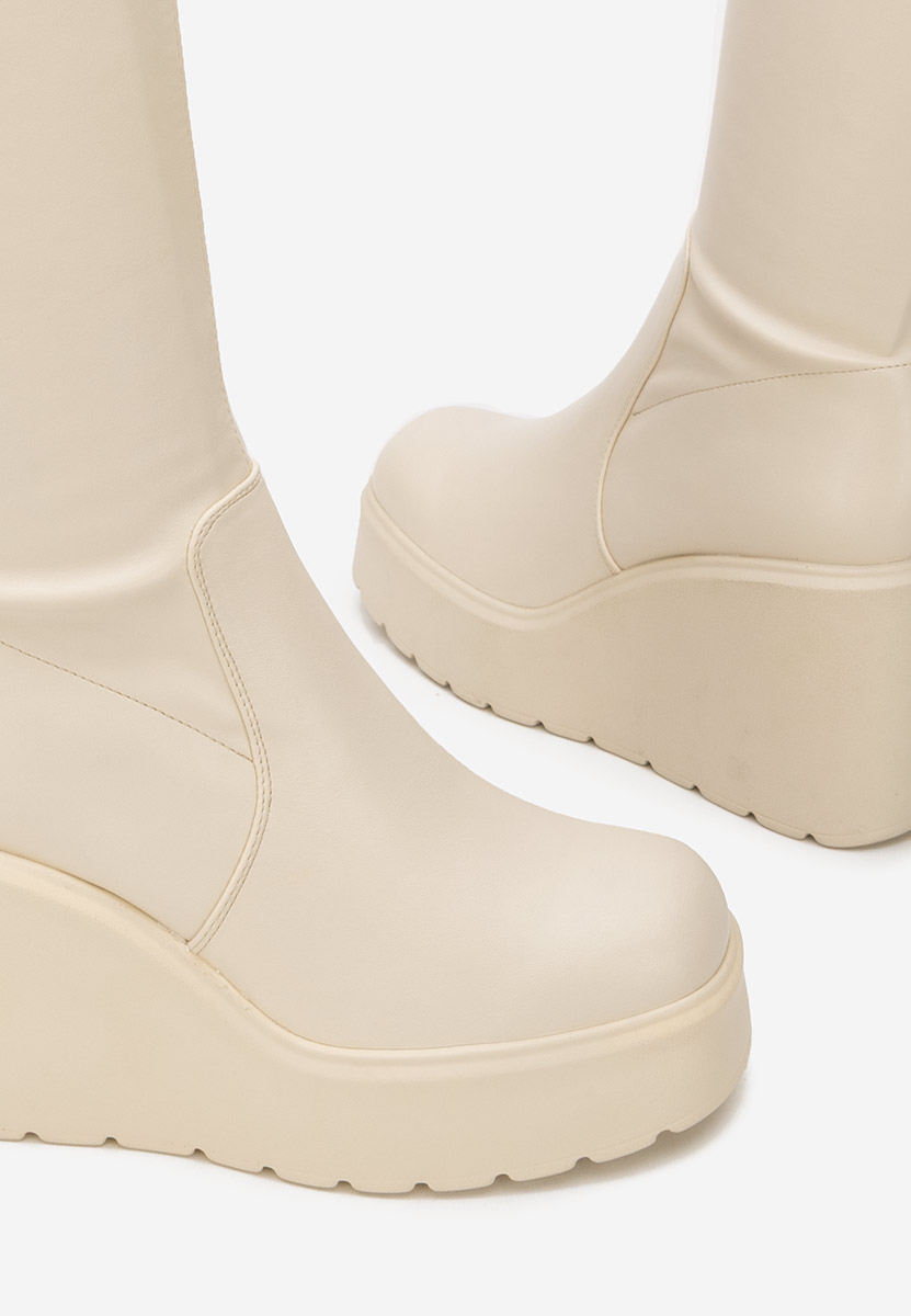 Bottes compensée femme beige Rozalin