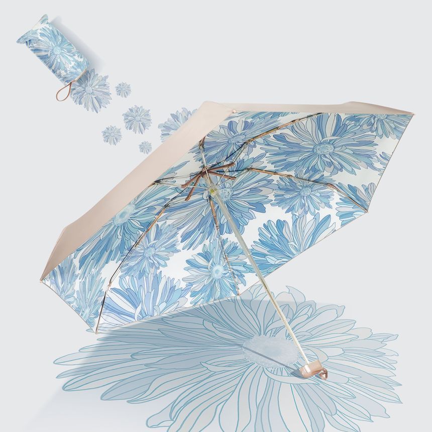 Fenmo - Bloemen / Effen Mini Compacte Paraplu