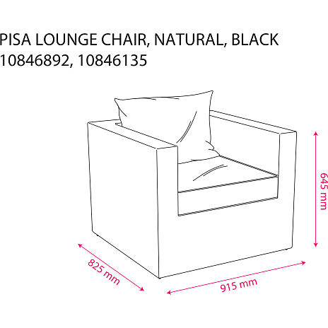 Pisa loungesofa med 2 stole og bord - sort