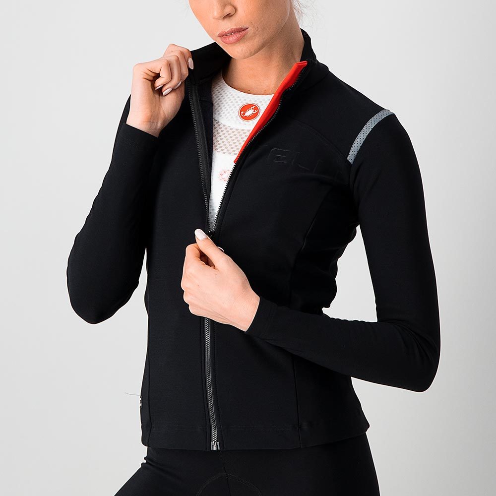 Castelli Tutto Nano Ros Fietsshirt Lange Mouwen Zwart Dames