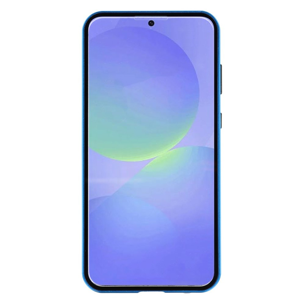 Samsung Galaxy A56 Magnetische Alu Schutzhülle mit Panzer Glas Backcover   Displayschutz (Magnet-Technologie) - Blau