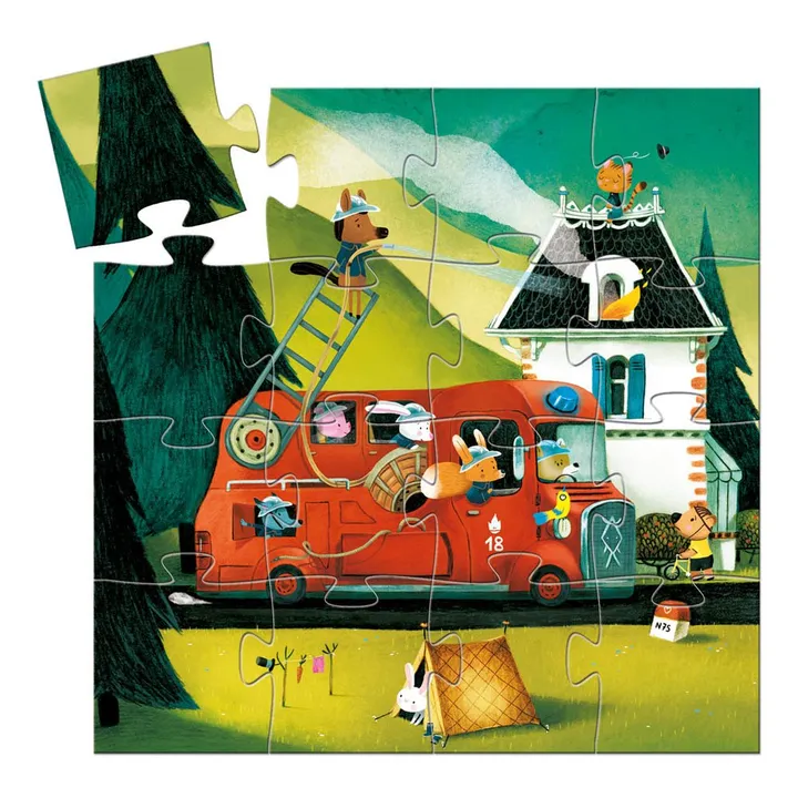 Djeco Puzzle Le camion de pompier - 16 pièces