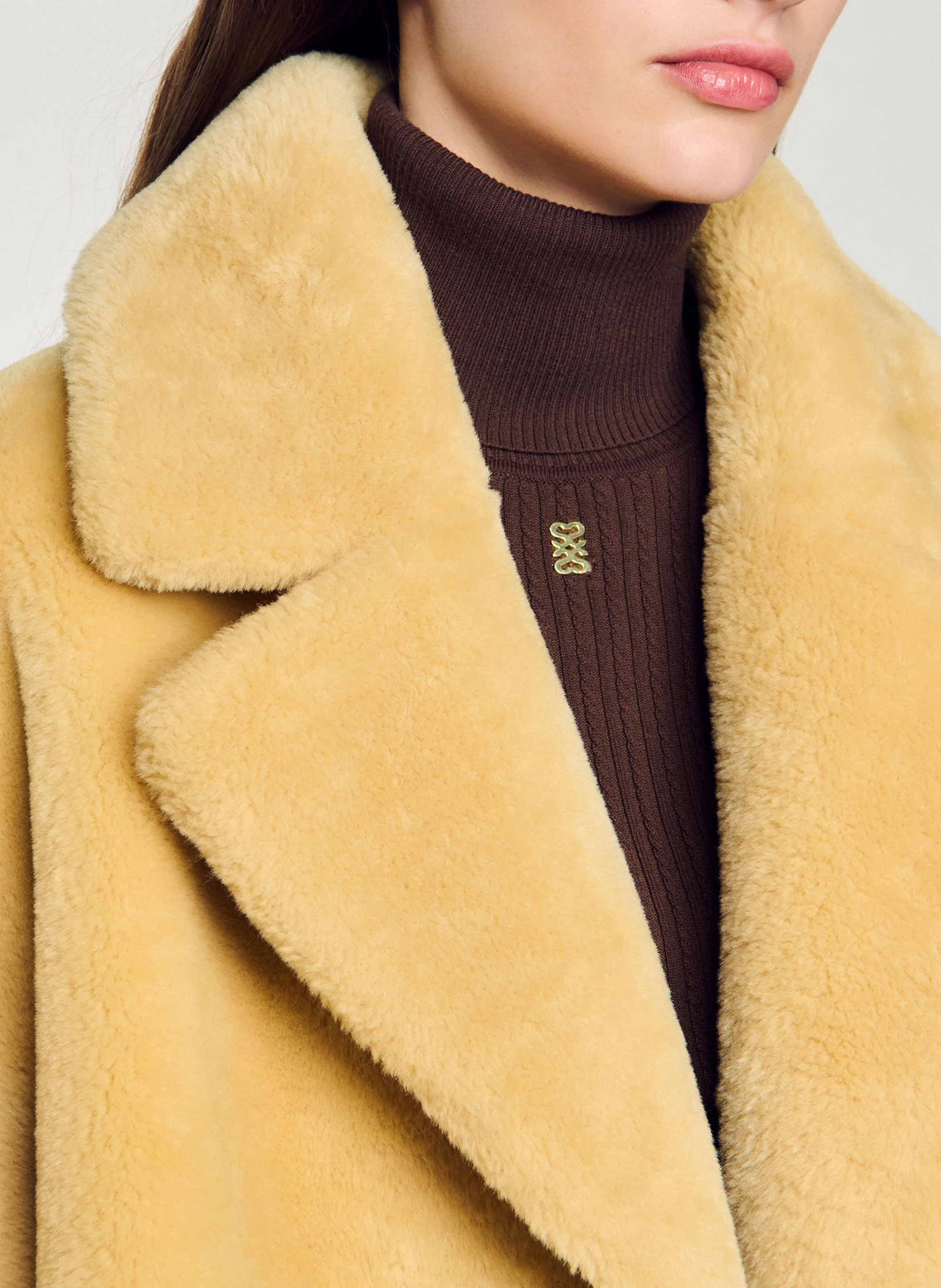 Manteau droit col tailleur | Marron