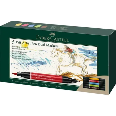 Faber-Castell Pitt Artist Pen Dual Marker Tuschestift 5er Etui
