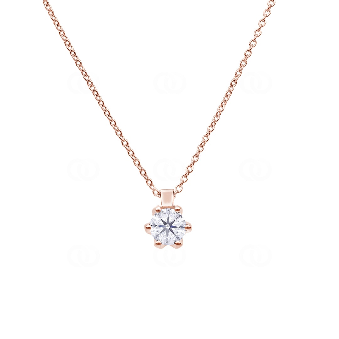 Collier mit Anhänger 750/18 K Roségold mit GIA-Diamant 0.70 ct H/si in 6-Griff