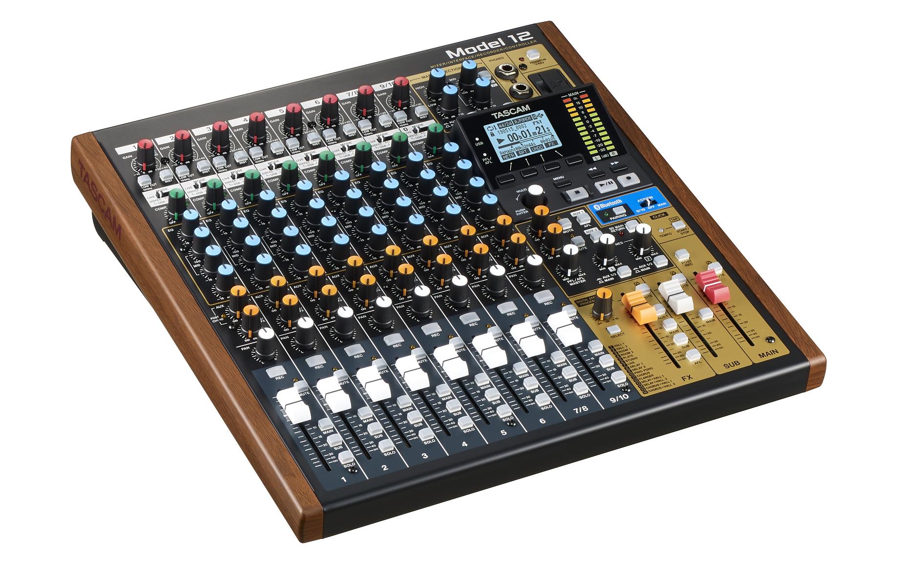 Mischpult Model 12<br>10-Kanal-Mischpult mit eingebautem 12-Spur-Recorder und USB-Audiointerface